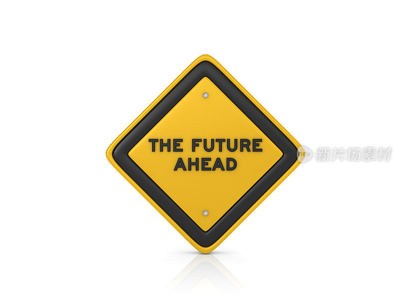 未来向前概念道路标志- 3D渲染